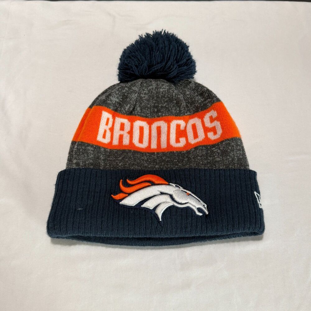 New Era Denver Broncos Beanie One Size Pom Knit NFL Sideline Hat Cap
